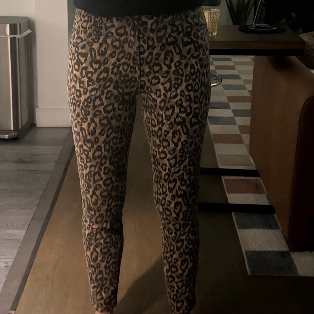 J Brand Women  26/27 Golden Leopard Print Alana Skinny Stretch Cotton Jeans Dare